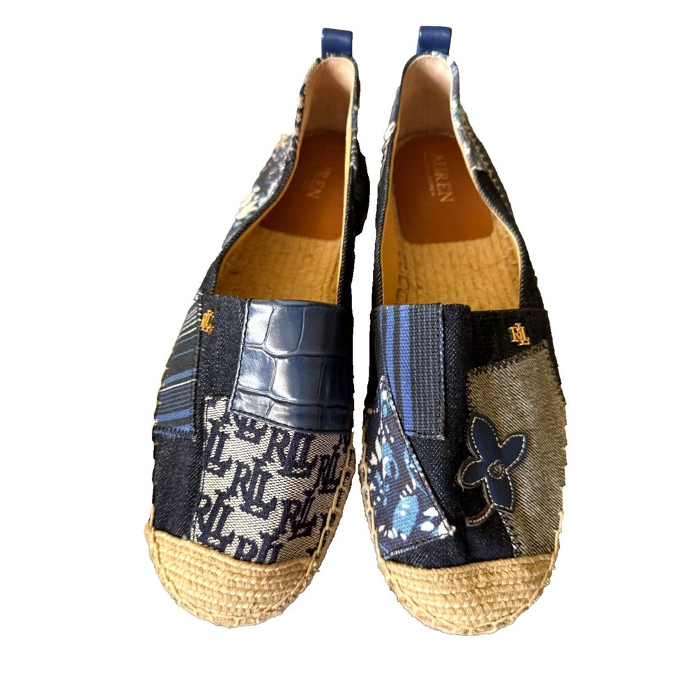 NWOT Lauren Ralph Lauren Cameryn Patch Espadrille Flats Size 10